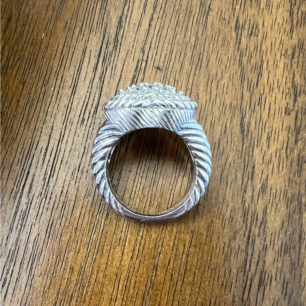 Judith Ripka Sterling Silver Pavé Heart Diamonique CZ Ring Size 6 - Picture 14 of 15